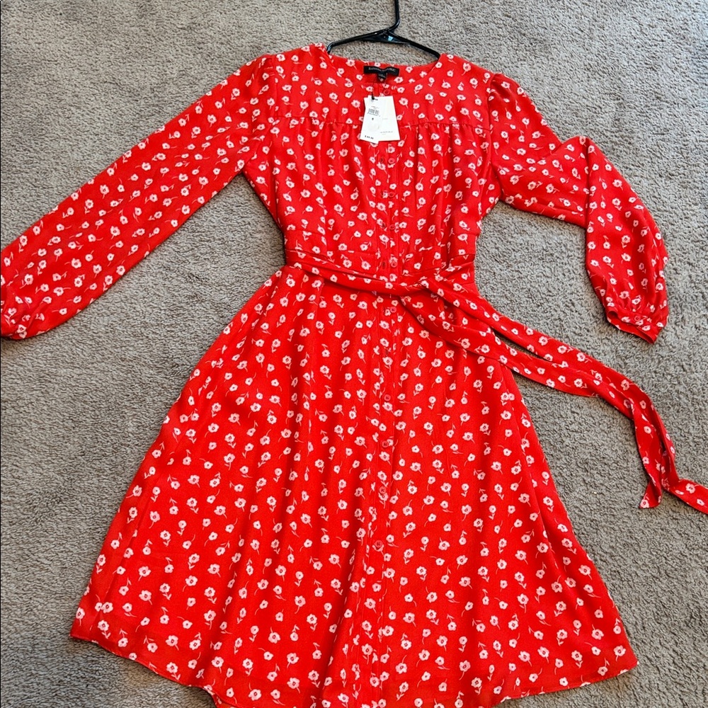 Banana Republic Red Floral Tie-Front Dress size 6